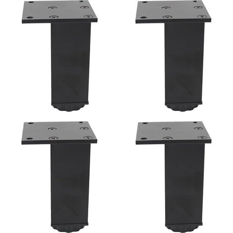 Quadratische Möbelbeine, Schwarz, 6,8/10 Cm, 4 Verstellbare Beine Aus Aluminiumlegierung, Sofabeine.