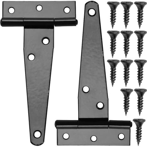 2 Stück 99 Mm T-scharniere, Abnehmbare Scheunentor-scharniere, Metallene Türscharniere Mit 12 Schrauben