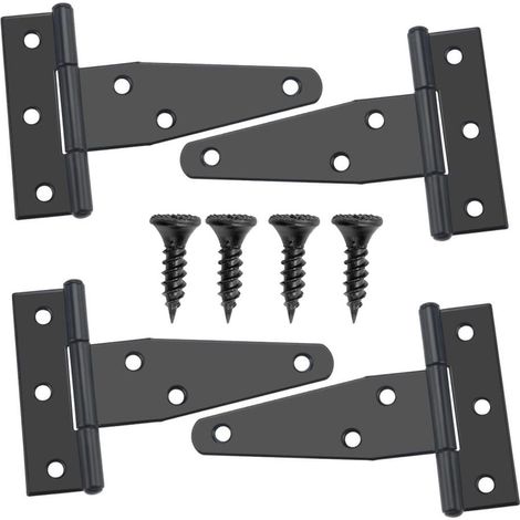 4 Stück 73 Mm T-scharniere, Abnehmbare Scheunentor-scharniere, Metallene Türscharniere Mit 24 Schrauben