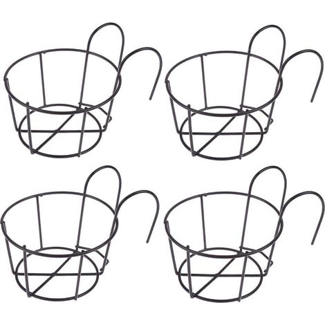 Schwarzer Aufgehängter Blumenständer 16-169 Cm, 4-teilig, Blumentopfhalter Für Balkon, Runder Blumentopf Aus Eisen, Hängender Blumenkorb Geeignet Für Balkon