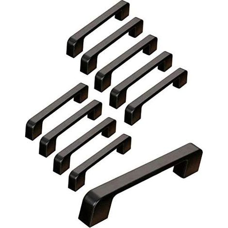 10 Stück Schwarze Türgriffe Aus Aluminiumlegierung, T-stab-griffe Für Küche Und Schränke, Lochabstand 96 Mm