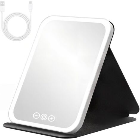 Usb-aufladbarer, Beleuchteter Schminkspiegel Mit Touchscreen, Faltbar Und Tragbar, Ideal Für Reisen Und Die Nutzung Im Schlafzimmer.