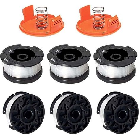 Schneidfaden-spule Mit Rand Kompatibel Mit Black+decker A6481 A6485 Af-100 Af-100-3zp, Geeignet Für St5530-gb Glc3630l20-gb Stc1820pc-gb Besta530-gb Besta525-gb (6 Spulen + 2 Deckel + 2 Federn)