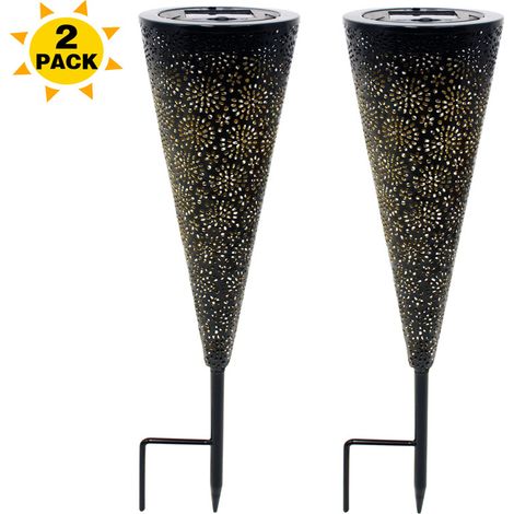 Solar-außenleuchte, Led-erdspießlampe Für Den Garten, Wasserdichte Metall-leuchte Ip65 Für Außenbereich, Patio, Weg - 2er Pack