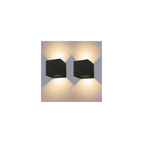 Innen-/außenwandleuchte 12w, 2 Schwarze Led-wandlampen, Wasserdicht Ip65, Höhenverstellbar, Nach Oben Und Unten Richtbares Licht, Design 3000k Warmweiß, Wandlampen Für Wohnzimmer, Schlafzimmer, Flur