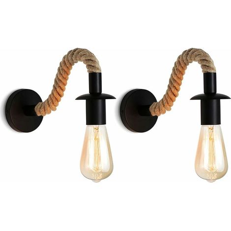Wandleuchte Für Wohnzimmer Und Eingang, Vintage-wandleuchte Aus Hanfseil, Industrielle Wandleuchte E27 Leuchte, 110/220v, 2 Stück