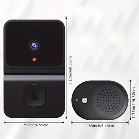Smarte Türklingel Mit Wi-fi Und Integriertem Akku – Kabellose Überwachungskamera Mit Zwei-wege-audio, Kompatibel Mit 2,4-ghz-wi-fi Für Die Sicherheit Ihres Zuhauses, Elegantes Schwarzes Design