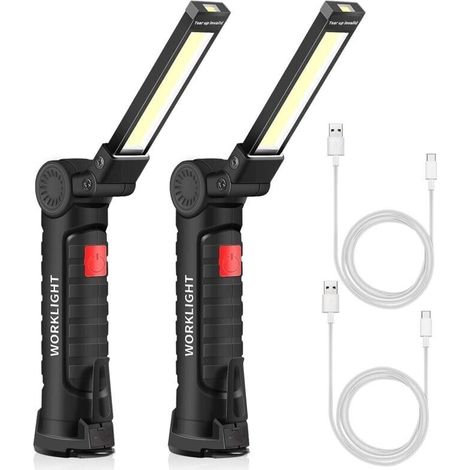 Wiederaufladbare Usb-taschenlampe, Led-arbeitsleuchte, Tragbar Mit Magnet Und Haken Zum Aufhängen, Als Reparatur- Oder Campinglampe Für Den Außenbereich (2 Stück, Klein) - Liaiki