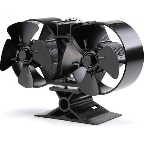 Doppelkopf-kaminventilator Mit 8 Flügeln – Aluminium – Automatischer Start – Leise – Für Holzofen – 22,5 X 14,5 X 8,5 Cm