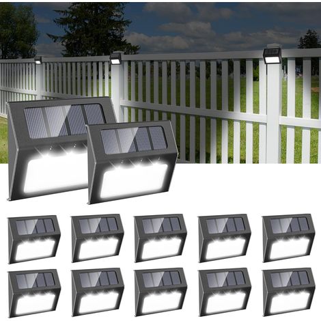 12er Set Wasserdichte Solarlampen Für Treppen, Gehwege, Zäune, Terrassen, Gärten, Wege, Kaltweiß (schwarz)