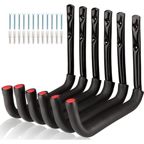 Robuste Garage-haken (6er-pack) (23 Cm X 25 Cm), 25 Cm Wandbefestigung, Tragfähigkeit 23 Kg