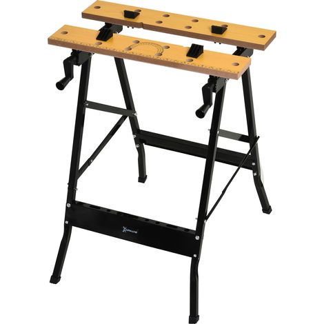 Klappbare Werkbank Mit 4 Schnellspannzwängen, Arbeitstisch, Traglast 100 Kg, 62,5x60,5x78,5 Cm, Schwarz