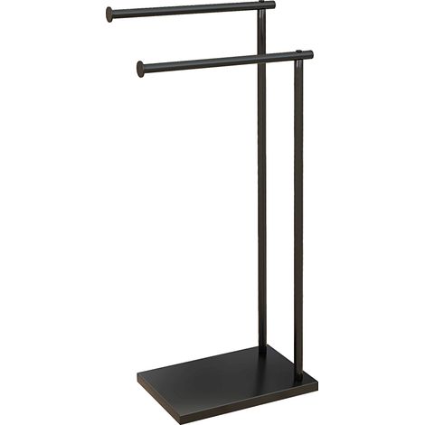 Handtuchständer Mit 2 Stangen Und Metallgestell, Modernes L-förmiges Design, 35,5 X 20 X 78 Cm, Schwarz