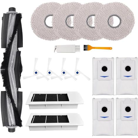 17-teiliges Zubehörset Für Ecovacs Deebot X2 / X2 Omni / X2 Pro / Dex86 Staubsauger, 1 Hauptbürste, 2 Hepa-filter, 4 Seitenbürsten, 4 Staubbeutel, 4 Wischtücher, 2
