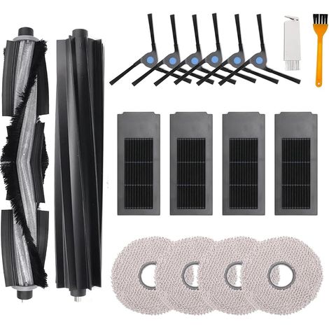 18-teiliges Zubehör-set Für Ecovacs Deebot X2 / X2 Omni / X2 Pro / Dex86 Staubsauger, 2 Hauptbürsten, 4 Hepa-filter, 6 Seitenbürsten, 4 Wischtücher, 2 Bürsten
