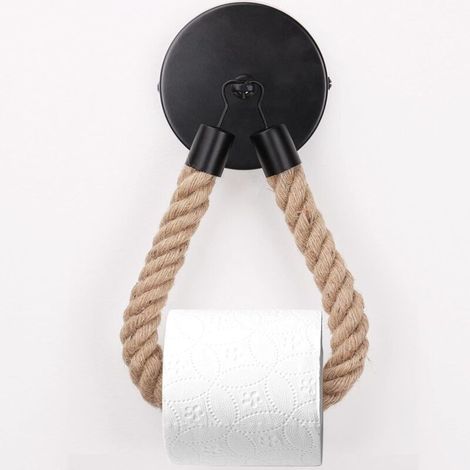 Toilettenpapierhalter, Hanfseil-handtuchhalter Für Bad Und Küche, Toilettenpapierhalter, Rollenhalter (schwarz)
