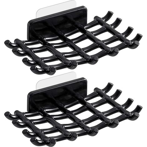 Seifenspender Aus Schwarzem Netz (2er-pack) Wandmontierter Seifenspender Ohne Bohren Aufbewahrungsbox Für Badezimmer Schnell Trocknendes Regal