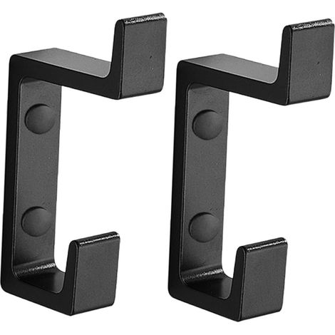 2er-set Doppelhaken Aus Aluminium Für Türen, Robuste Wandhalterung Zum Bohren, Kleider- Und Handtuchhaken, Mattes Schwarz, Einfache Installation Und Hohe Belastbarkeit