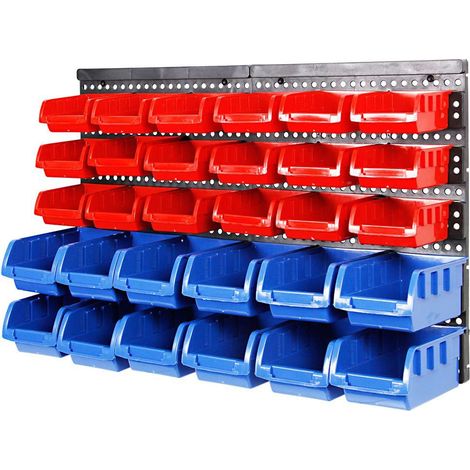 Werkzeugregal Mit Aufbewahrungsboxen, 30 Schüttbare Behälter, Modulares, Erweiterbares Wandregal Für Die Garage