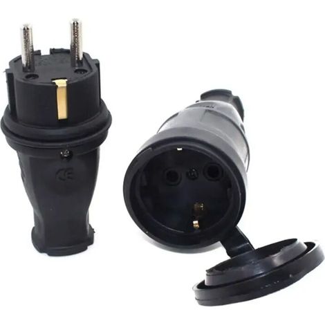 Wasserdichte Gummi-steckdose Eu, Geerdeter Europäischer Stecker Mit Ip44-abdeckung Für Diy-stromversorgung 16a 250v