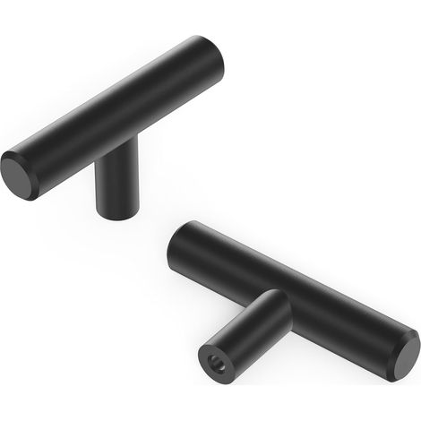 Hardware-set Mit 2 Sammlergriffen In T-form, 6,0 X 1,2 Cm, Mattschwarze Oberfläche
