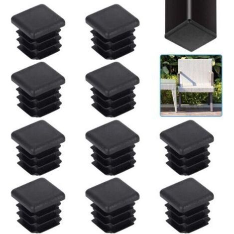 20 Kunststoffkappen Für Quadratische Rohre 20x20 Mm, Schwarze Klingenfüße Für Tischbeine, Stühle, Schränke Und Massive Möbel.