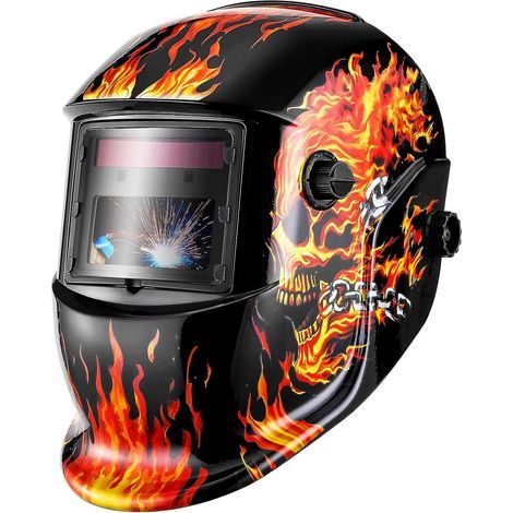 Schweißmaske: Großes Sichtfeld, Automatisch Abdunkelnder Schweißhelm Mit Solarbetrieb Und Austauschbarer Batterie, Lange Arbeitsdauer Für Tig-, Mig-, Lichtbogen- Und Schleifarbeiten