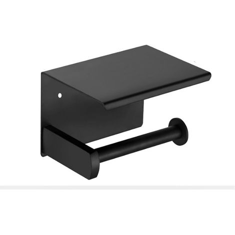 Schwarze Wand-toilettenpapierhalter Aus Edelstahl Mit Ablage Für Handy, 1 Stück