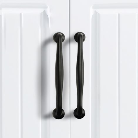 2er-set Schwarze Möbelgriffe Für Küchen- Und Schlafzimmerschubladen, Lochabstand 128 Mm, Aluminiumlegierung Mit Schrauben
