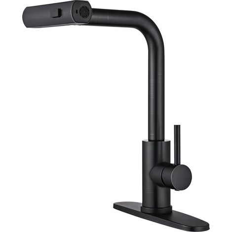 Schwarze Küchenarmaturen Mit Ausziehbarer Brause, Kaskaden-waschbeckenarmatur Für 3 Funktionen