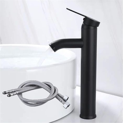 Waschtischmischer, Badezimmer Wasserhahn, Tischmischer Für Warm- Und Kaltwasser, Mattschwarz - 30cm
