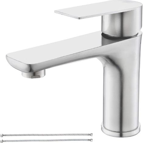Chrom-waschbeckenarmatur, Warm- Und Kaltwasser-badezimmerarmatur, Edelstahlarmatur, Schwarze Waschbeckenarmatur, Wasserhahn