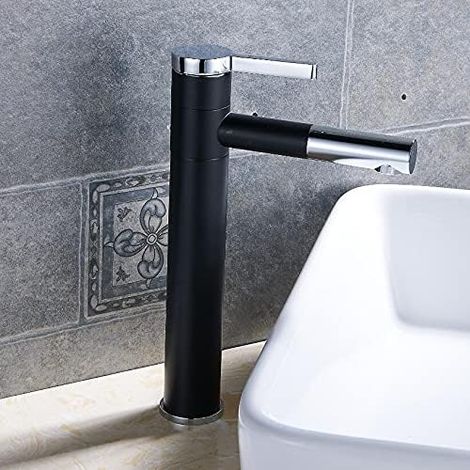 Drehbarer Wasserhahn + Griff Oder Für Badezimmer, Eleganter Waschtischwasserhahn, Schwarz, Hoch