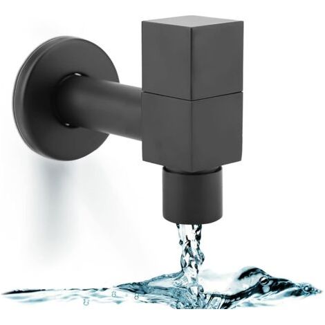 Quadratischer Waschbecken-wasserhahn, Schwarzer Kaltwasserhahn Mit Quadratischem Griff, Kupfer-spülbecken-wasserhahn, Wandmontierter Waschbecken-wasserhahn, Wasserhahn Für Bad/küche (mopp-eimer)