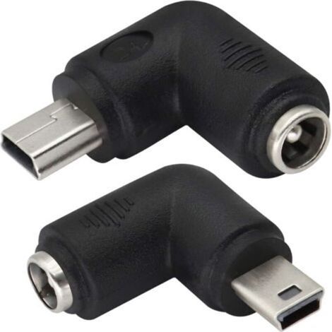 (2er-pack Mini) 90-grad-winkel-mini-usb-netzteiladapter, Mini-usb-stecker Auf Dc 5,5 X 2,1 Mm, Geeignet Für 5v Mini-usb-ladegeräte.