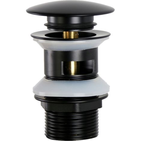 Universelle G1 1/4" Messing Pop-up Ablaufgarnitur Für Waschbecken Mit Überlauf, Klick-klack-system, Werkzeuglose Installation, Mattschwarz