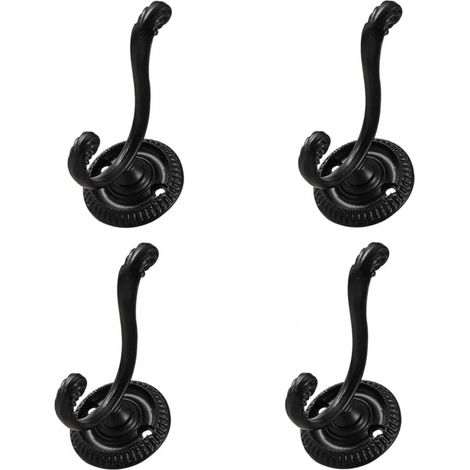 Set Aus 4 Wandkleiderbügeln Aus Metall, Handtuchhalter, Dekorative Kleiderhaken, Für Badezimmer Und Küche, Huthaken (schwarz)