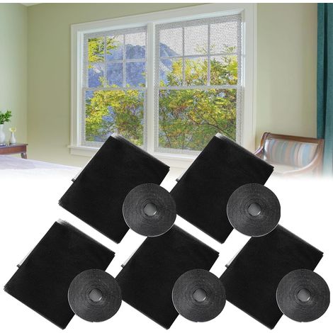 5er-set Selbstklebende Schwarze Fliegengitter, 130 X 150 Cm, Zuschneidbar, Für Balkontüren, Wohnzimmer, Dachfenster, Bodentiefe Fenster