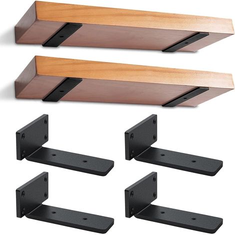 4er-set Unsichtbare Halterungen Für Schwebende Regale, 15 Cm, Robuste Wandhalterungen Aus Metall Für Aufbewahrungsregale Und Bücherregale, Inklusive Schrauben (schwarz)