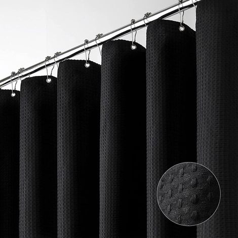 Dicker Stoff-duschvorhang, Luxuriöser Duschvorhang Für Das Badezimmer, 1,5 M X 1,8 M, Schwarz