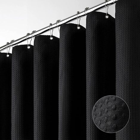 Dickstoff-duschvorhang, Luxuriöser Duschvorhang Für Badezimmer, 2 M X 1,8 M, Schwarz