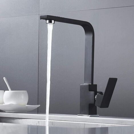 Küchenmischer Quadratischer Küchenwasserhahn Mit Hohem Auslauf - Mischbatterie Für Küchenspüle - Messing (schwarz)