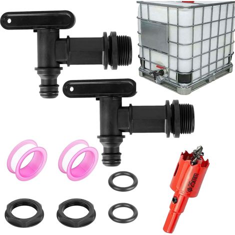 Wasserhahn Für Wasserkanister, 2 Stück Mit Außenschlauch Und 3/4-zoll-anschlussset Für Regentonnen Und Wassertanks