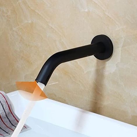 Wandmontierter Sensor-wasserhahn Für Das Badezimmer, Waschbecken-wasserhahn, Schwarz