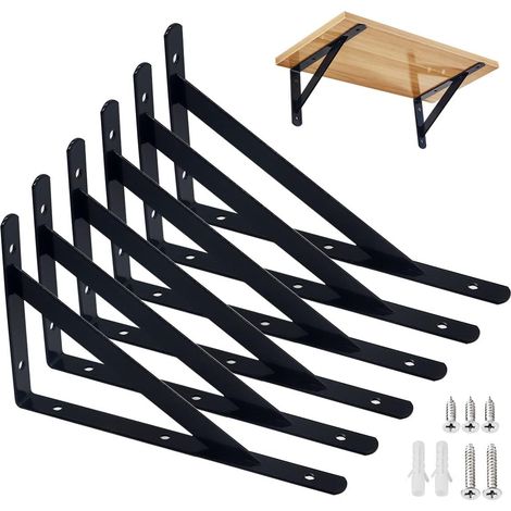 6er-set Schwerlast-regalträger, 90°, Aus Massivem Stahl, Zur Wandmontage (200 X 120 Mm, 6 Stück)