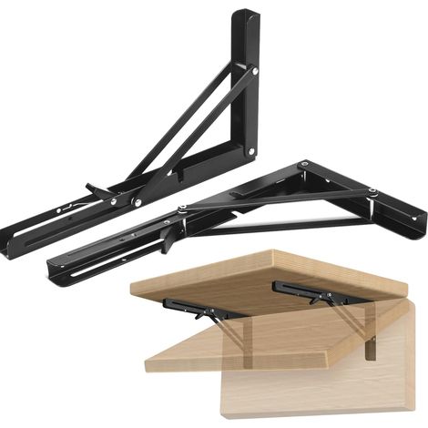 2 Stück Klappbare Regalhalter, Klappbare Wandregalhalterung, Robuste Schwarze Klappbare Konsolenhalterung Für Die Wandmontage