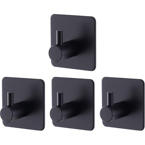 4 Schwarze Selbstklebende Wandhaken Aus Edelstahl Für Bad Und Küche, Ohne Bohren