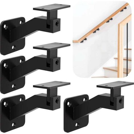Quadratische Geländerhalter – Verstellbare Innengeländerhalter Für Treppen Und Flure – 4er Set – Schwarz