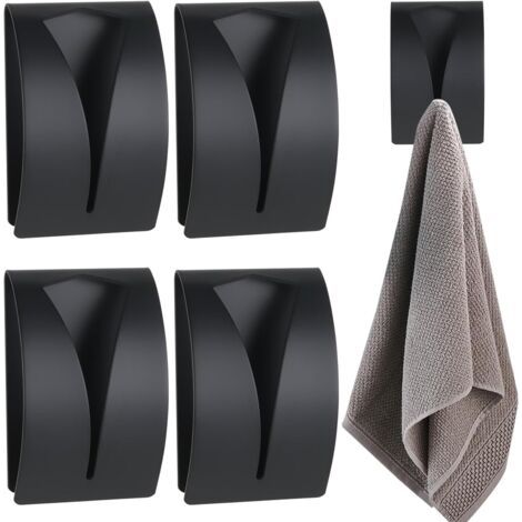 4er-set Klebehaken Für Das Badezimmer, Wandmontierte Handtuchhalter Aus Edelstahl, Klebende Haken Für Geschirrtücher, Bohrfreie Handtuchhalter, Schwarz