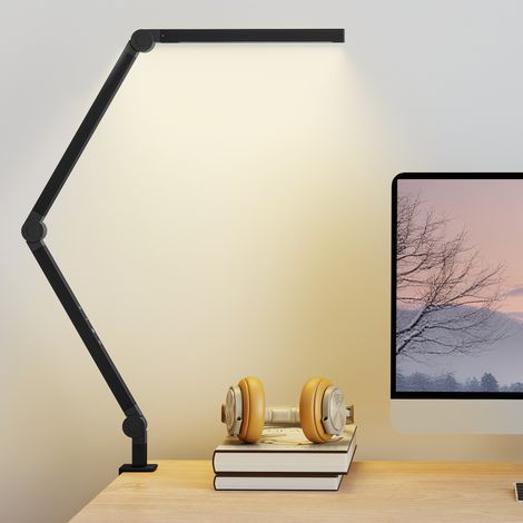 Schreibtischlampe, Einstellbare Helligkeit Und Farbe, Metallklemme, 96 Leds, Schwarz